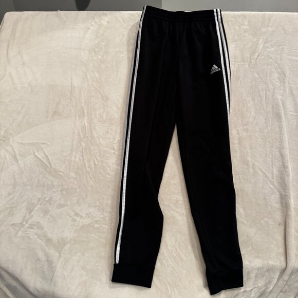 Adidas Black and White Sweatpants with Iconic Stripes Boys Size Large 14/16 - Picture 1 of 8